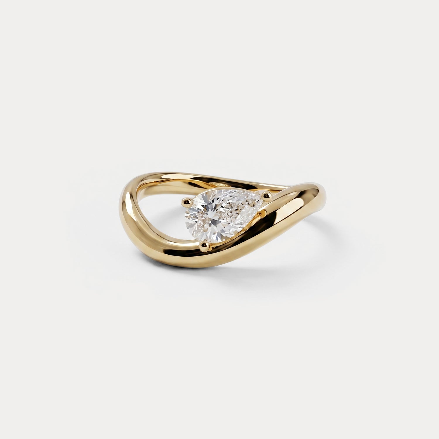 Prong Pear Lab Grown Diamond Wave Ring - Rings