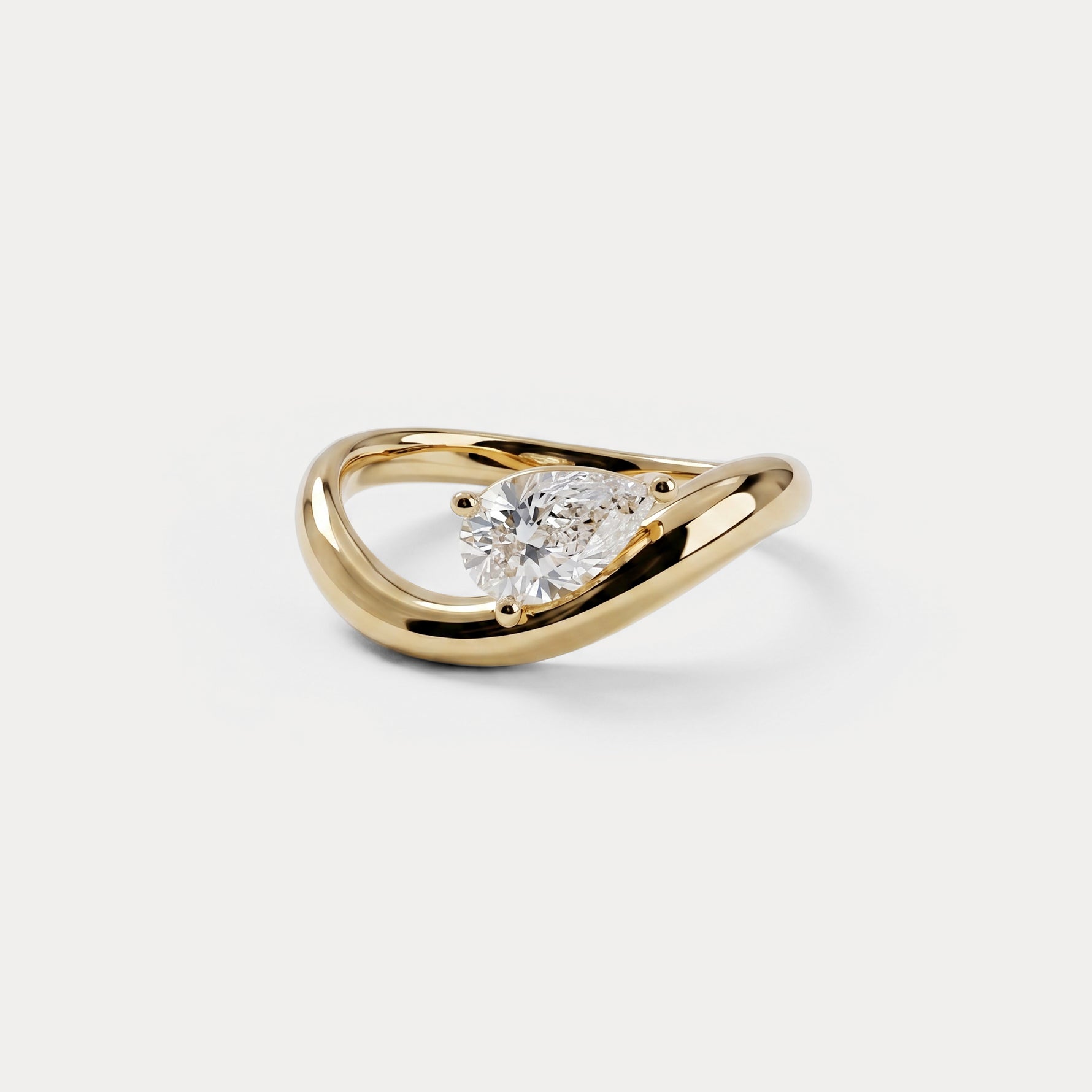 Prong Pear Lab Grown Diamond Wave Ring - Rings