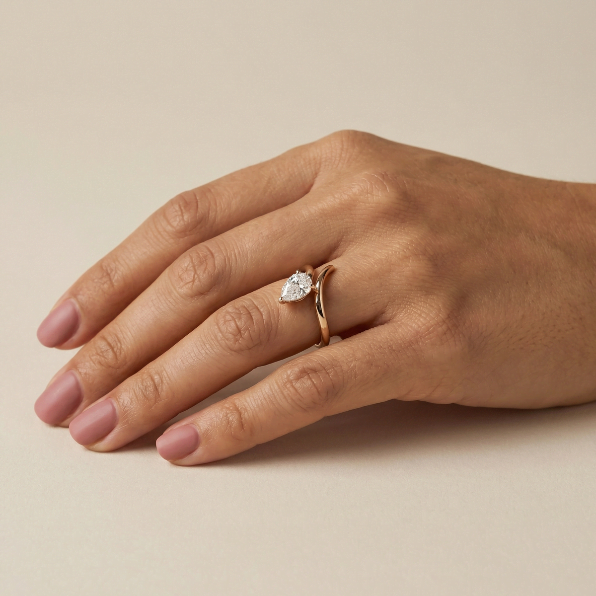 Eleanor丨Pear Cut Lab Grown Diamond Twisted Engagement Ring - Rings