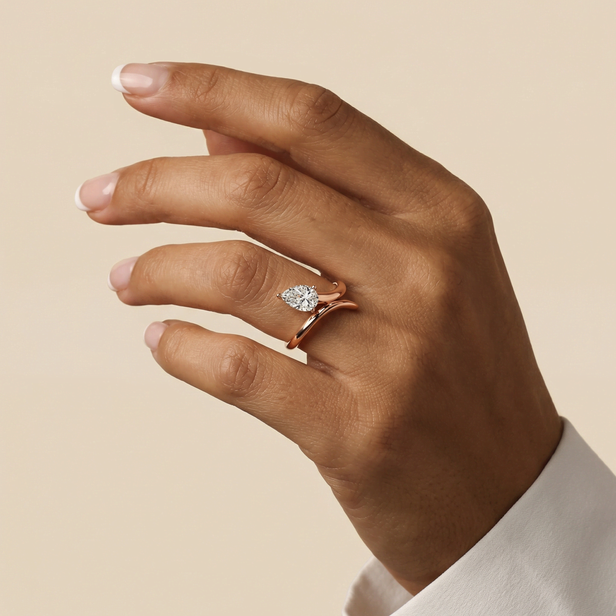 Eleanor丨Pear Cut Lab Grown Diamond Twisted Engagement Ring - Rings