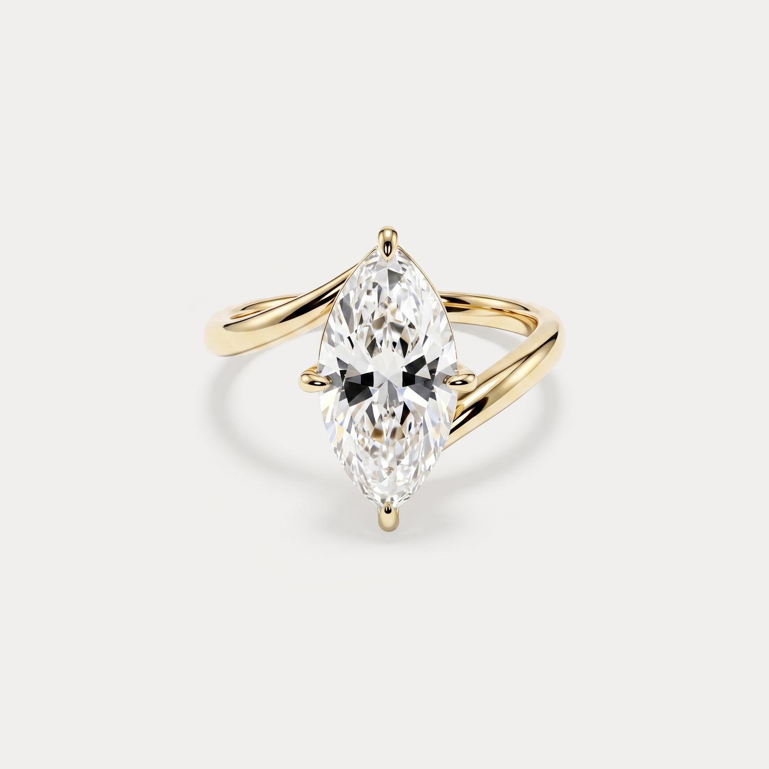 Élodie丨Marquise Solitaire Lab Diamond Twisted Band Engagement Ring - Rings