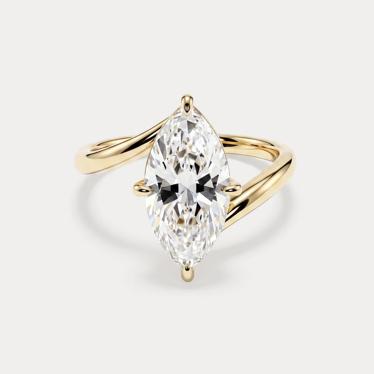Élodie丨Marquise Solitaire Lab Diamond Twisted Band Engagement Ring - Rings