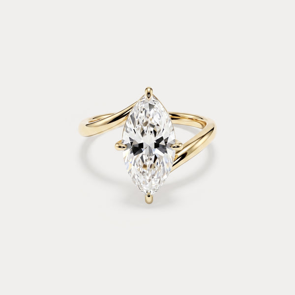 Élodie丨Marquise Solitaire Lab Diamond Twisted Band Engagement Ring