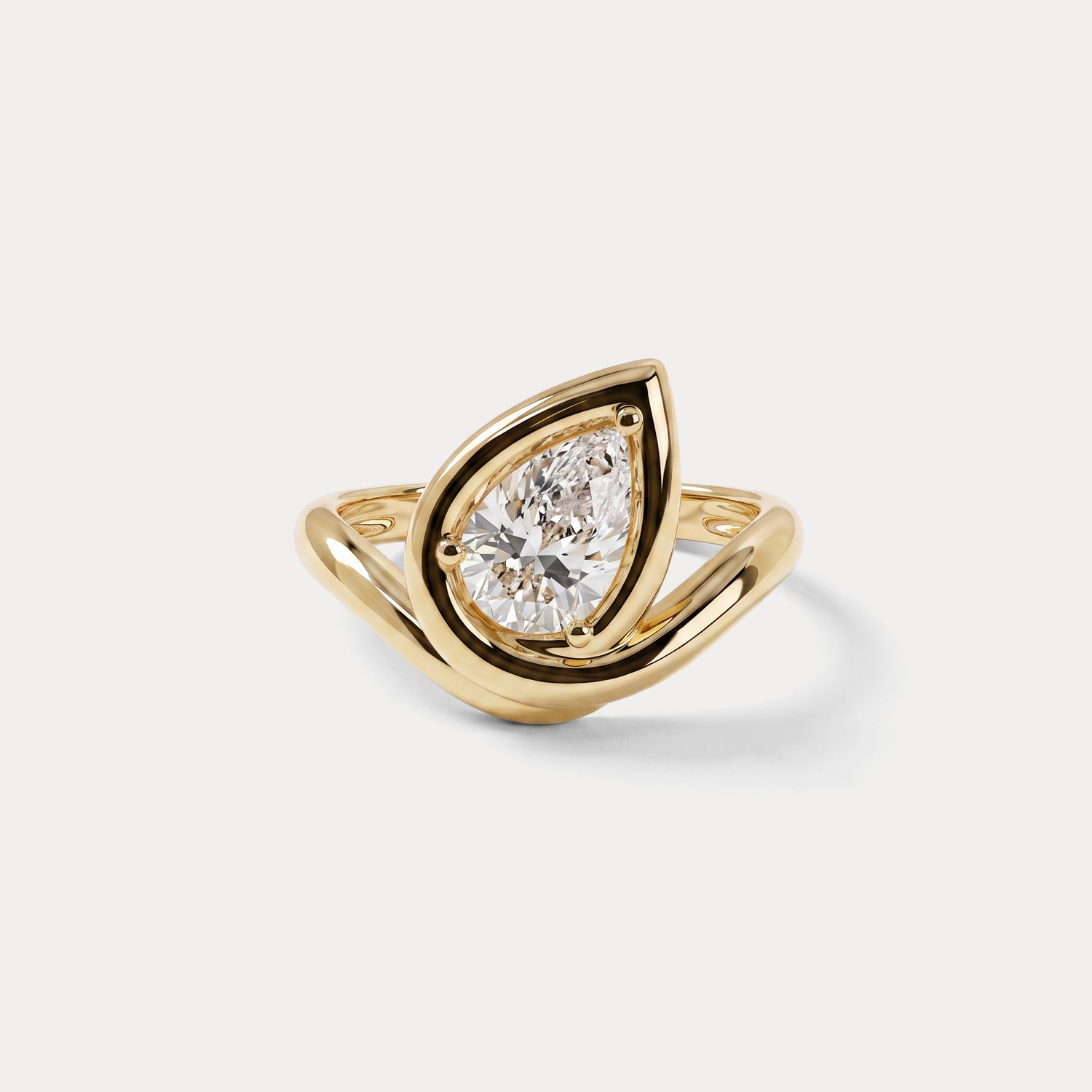 Hailey丨Pear Lab Diamond Frame Engagement Bypass Ring