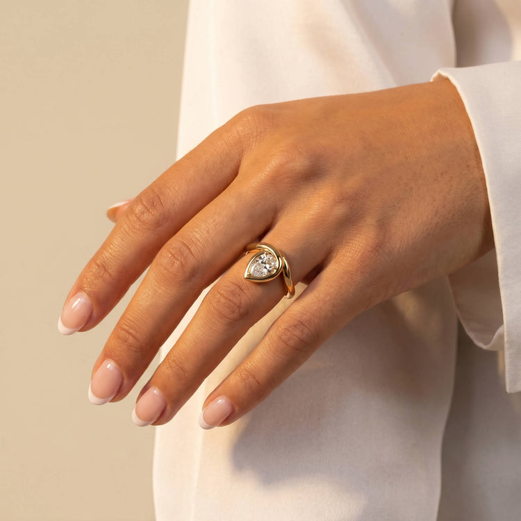 Hailey丨Pear Lab Diamond Frame Engagement Bypass Ring - Rings
