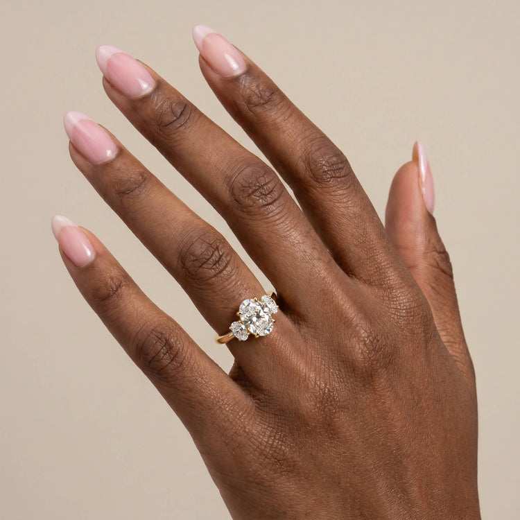 Jade丨Oval Cut Lab-Grown Diamond Trilogy Ring Engagement Ring - Rings