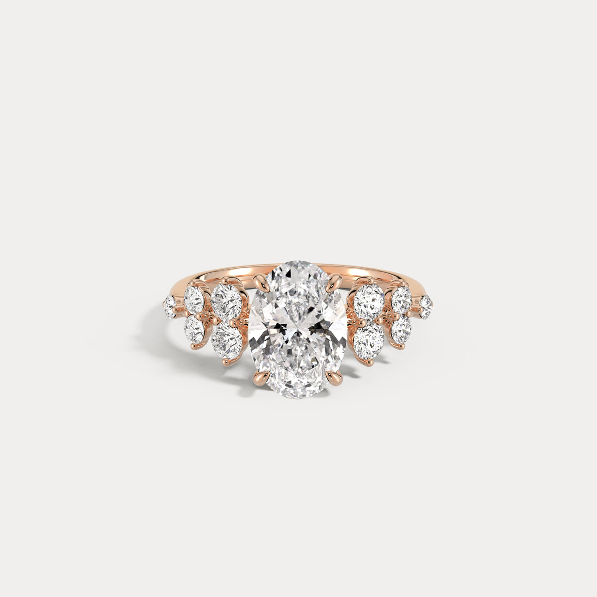 Rachel丨Oval Lab-Grown Diamond Botanical Cluster Engagement Ring - Rings