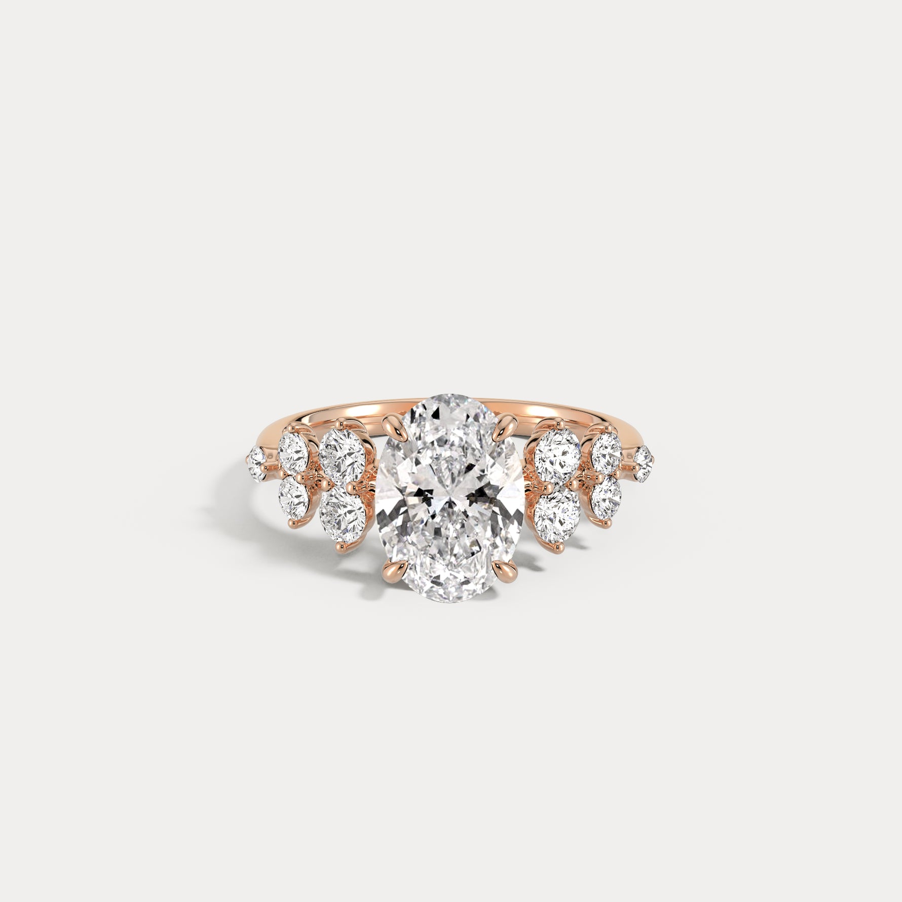 Rachel丨Oval Lab-Grown Diamond Botanical Cluster Engagement Ring - Rings