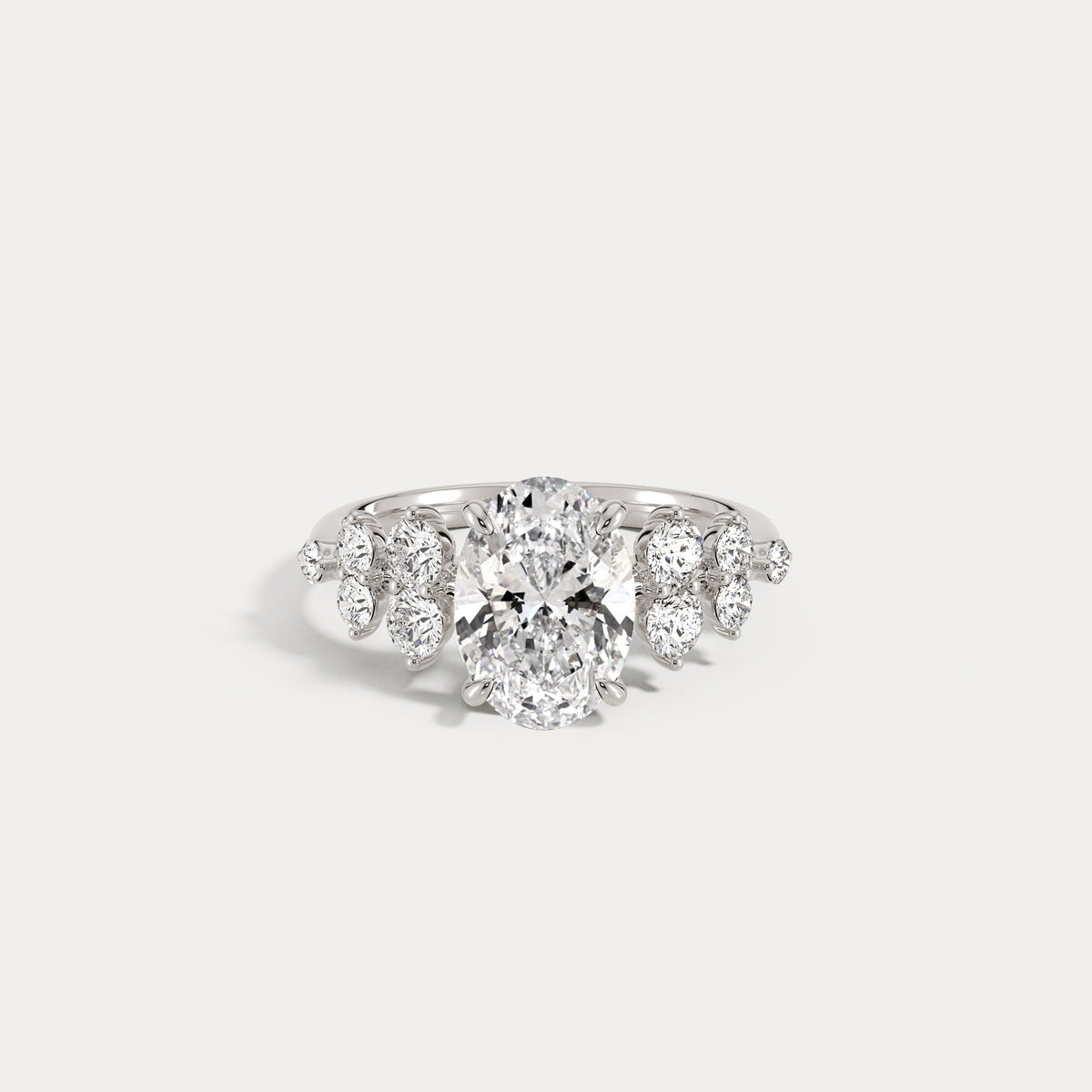 Rachel丨Oval Lab-Grown Diamond Botanical Cluster Engagement Ring - Rings