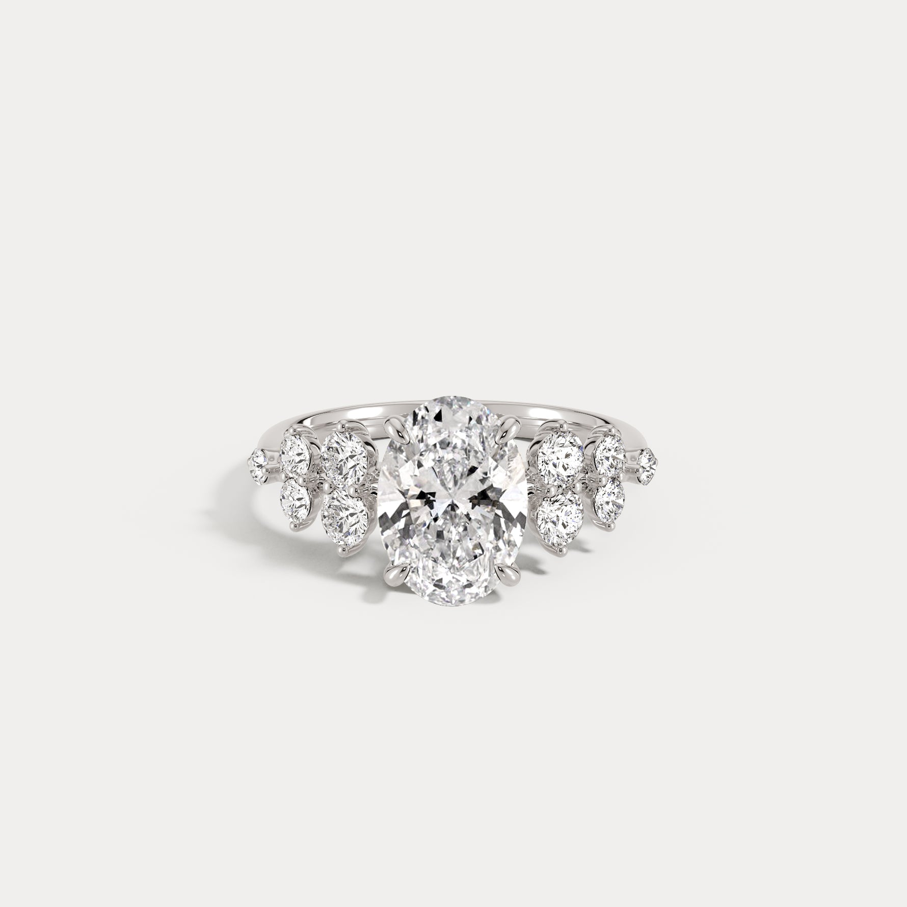 Rachel丨Oval Lab-Grown Diamond Botanical Cluster Engagement Ring - Rings