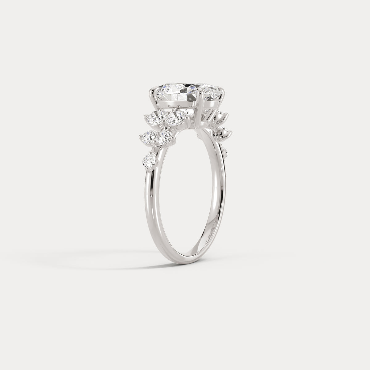 Rachel丨Oval Lab-Grown Diamond Botanical Cluster Engagement Ring - Rings