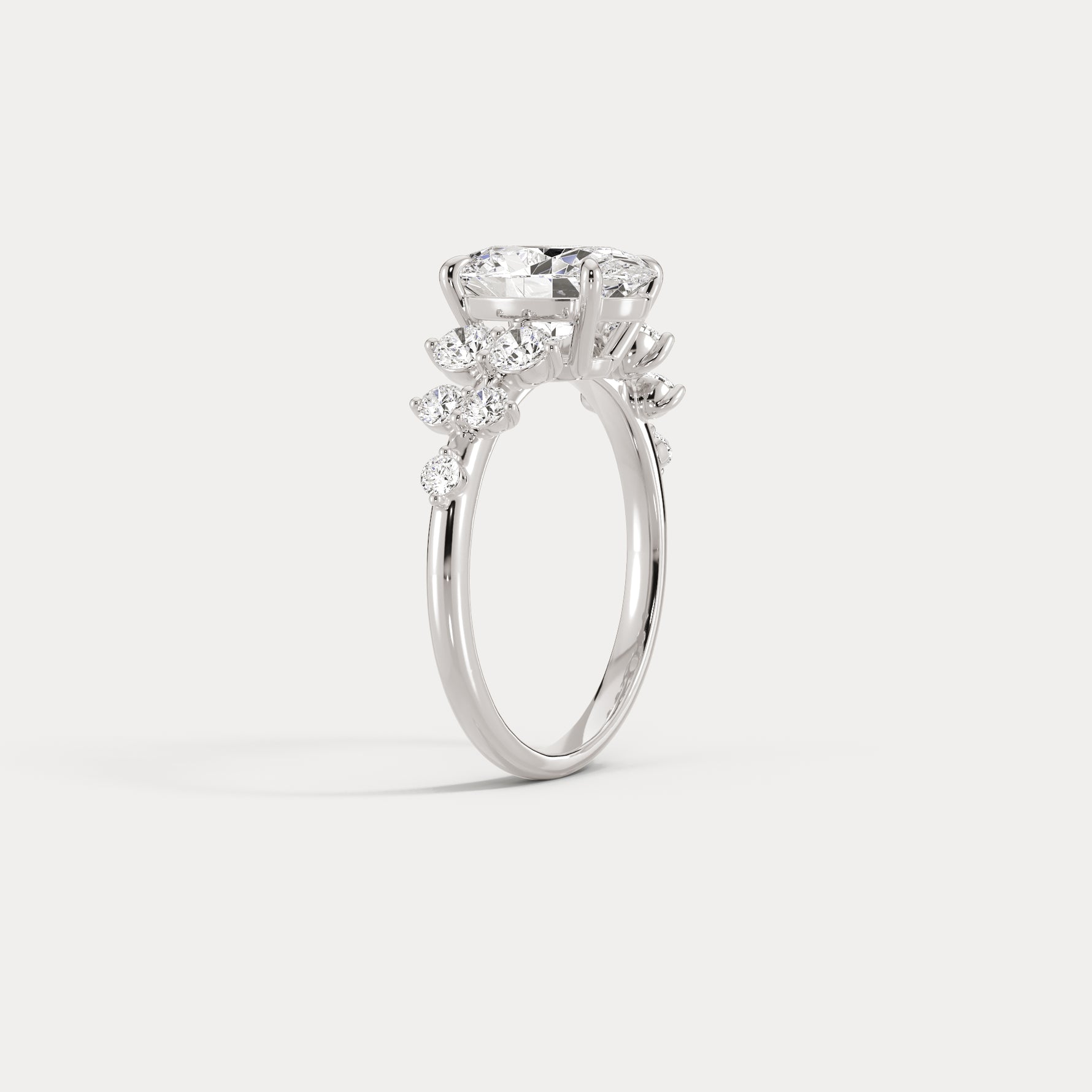 Rachel丨Oval Lab-Grown Diamond Botanical Cluster Engagement Ring - Rings