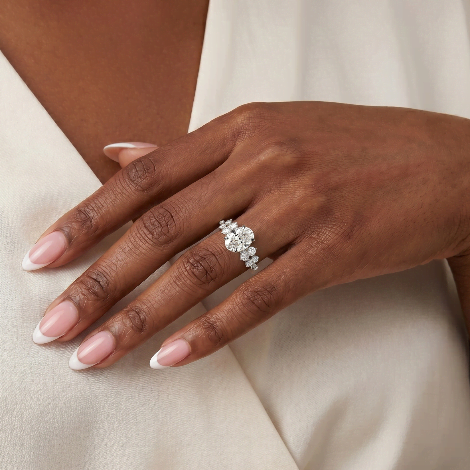 Rachel丨Oval Lab-Grown Diamond Botanical Cluster Engagement Ring - Rings