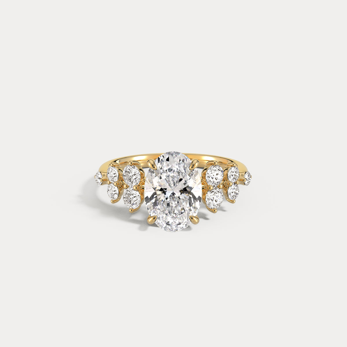 Rachel丨Oval Lab-Grown Diamond Botanical Cluster Engagement Ring - Rings