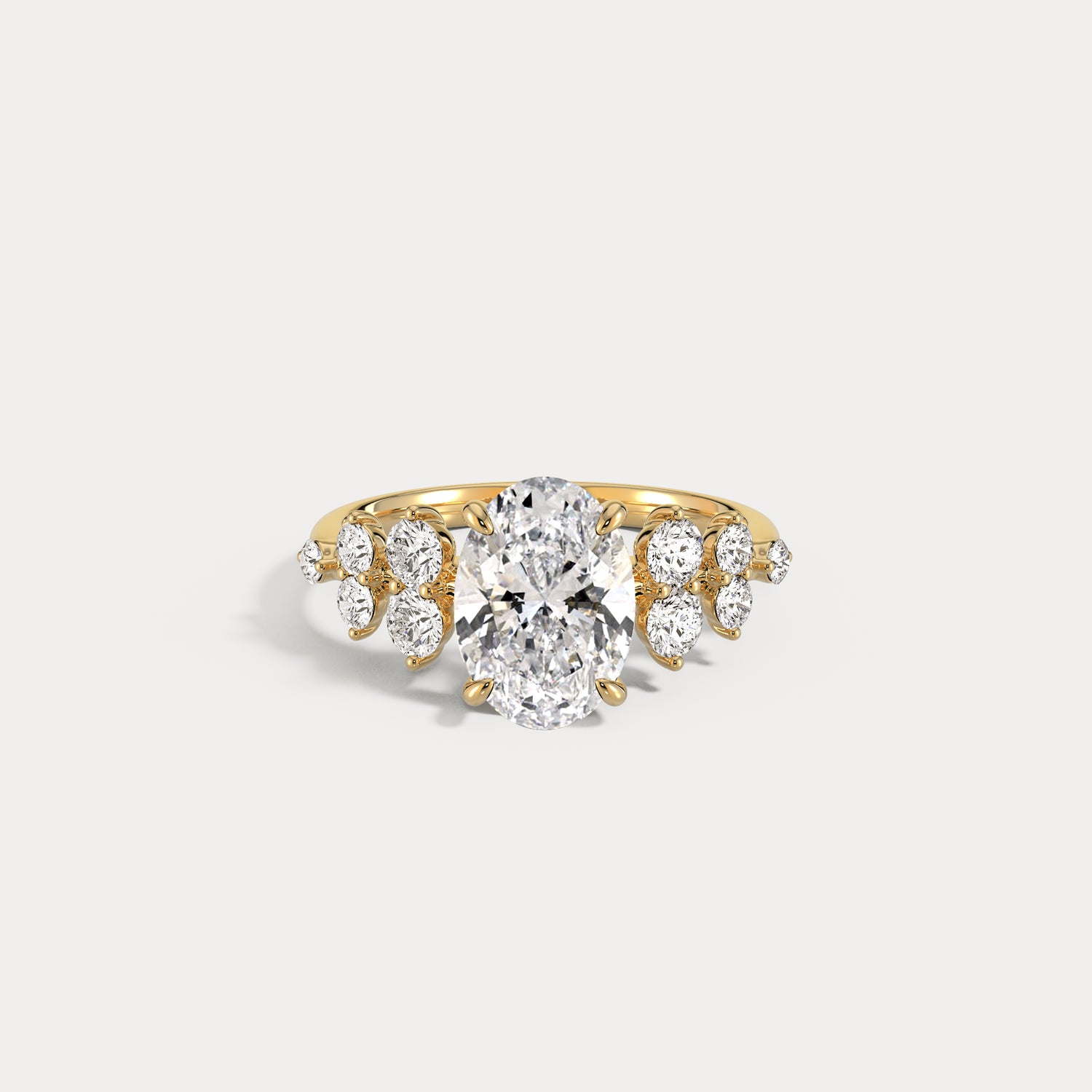 Rachel丨Oval Lab-Grown Diamond Botanical Cluster Engagement Ring - Rings