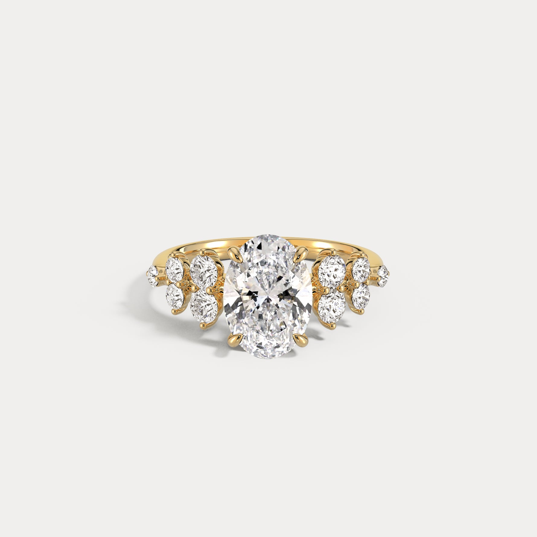 Rachel丨Oval Lab-Grown Diamond Botanical Cluster Engagement Ring - Rings