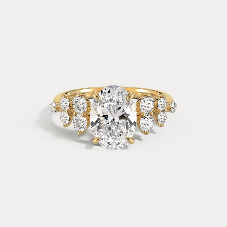 Rachel丨Oval Lab-Grown Diamond Botanical Cluster Engagement Ring - Rings