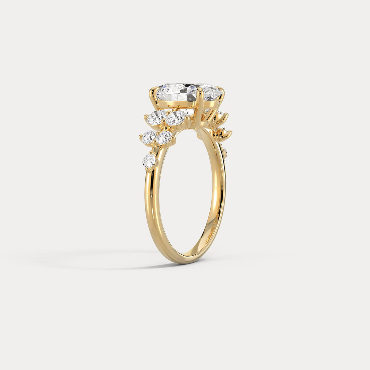 Rachel丨Oval Lab-Grown Diamond Botanical Cluster Engagement Ring - Rings