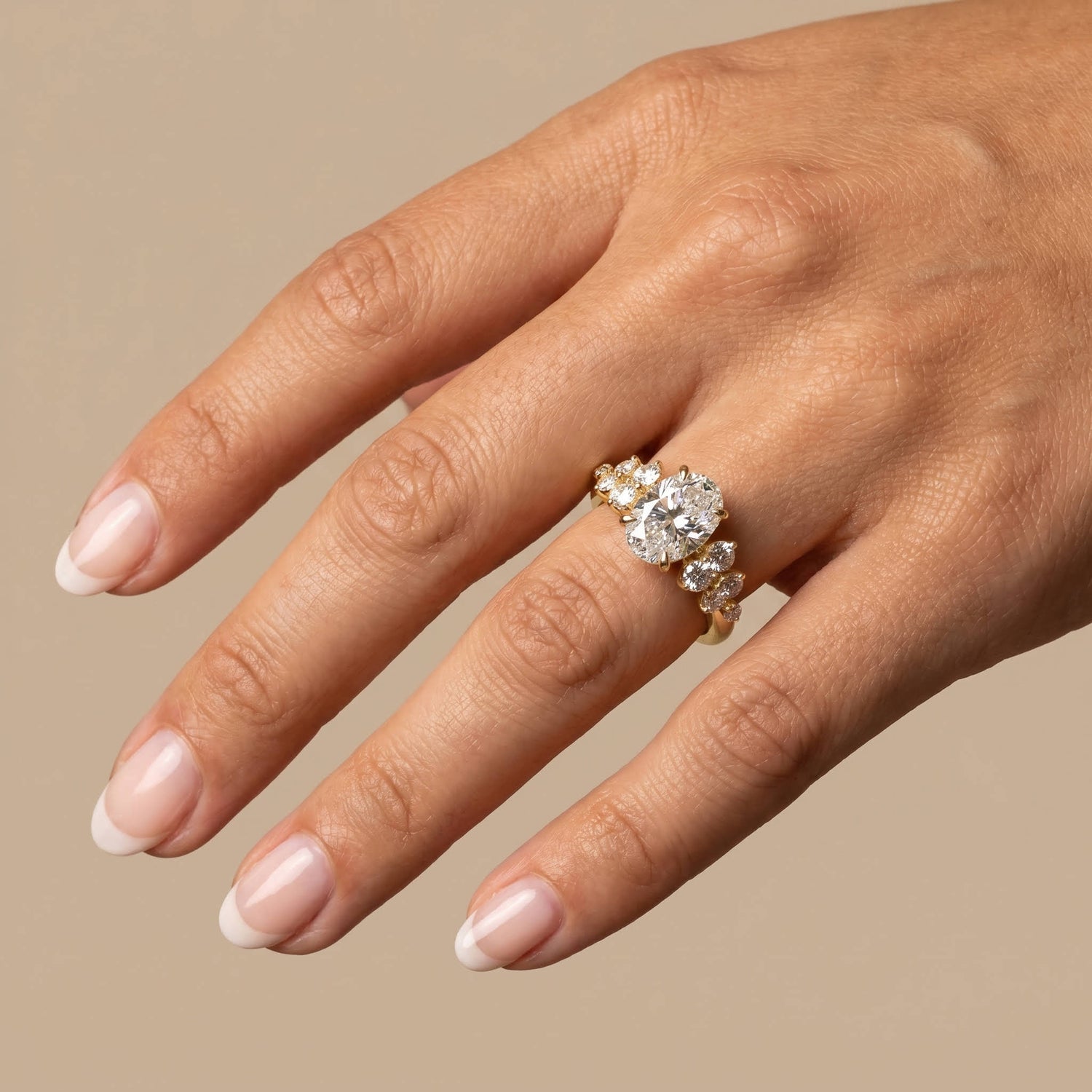 Rachel丨Oval Lab-Grown Diamond Botanical Cluster Engagement Ring - Rings