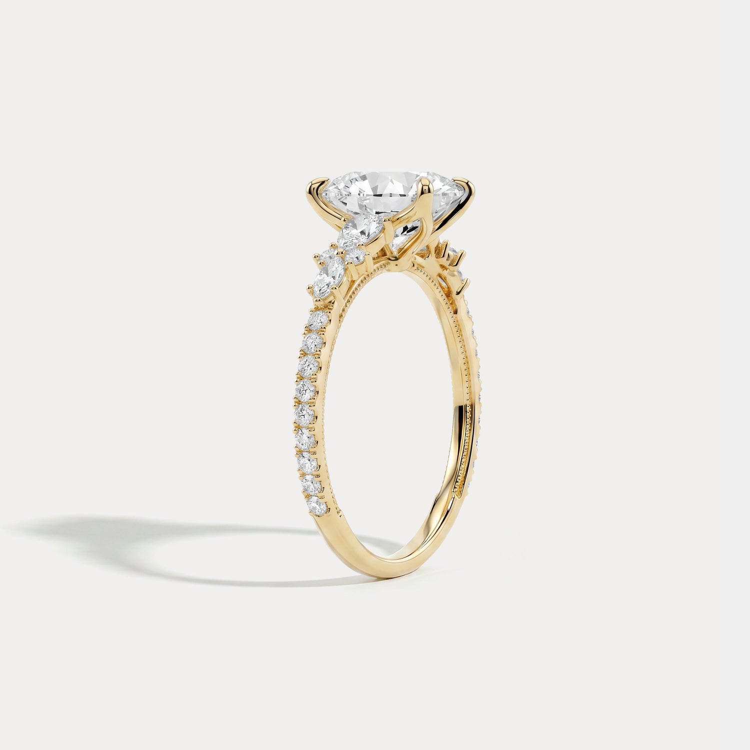 Naomi丨Oval Lab Diamond Floral Vine Accent Pavé Engagement Ring - Rings