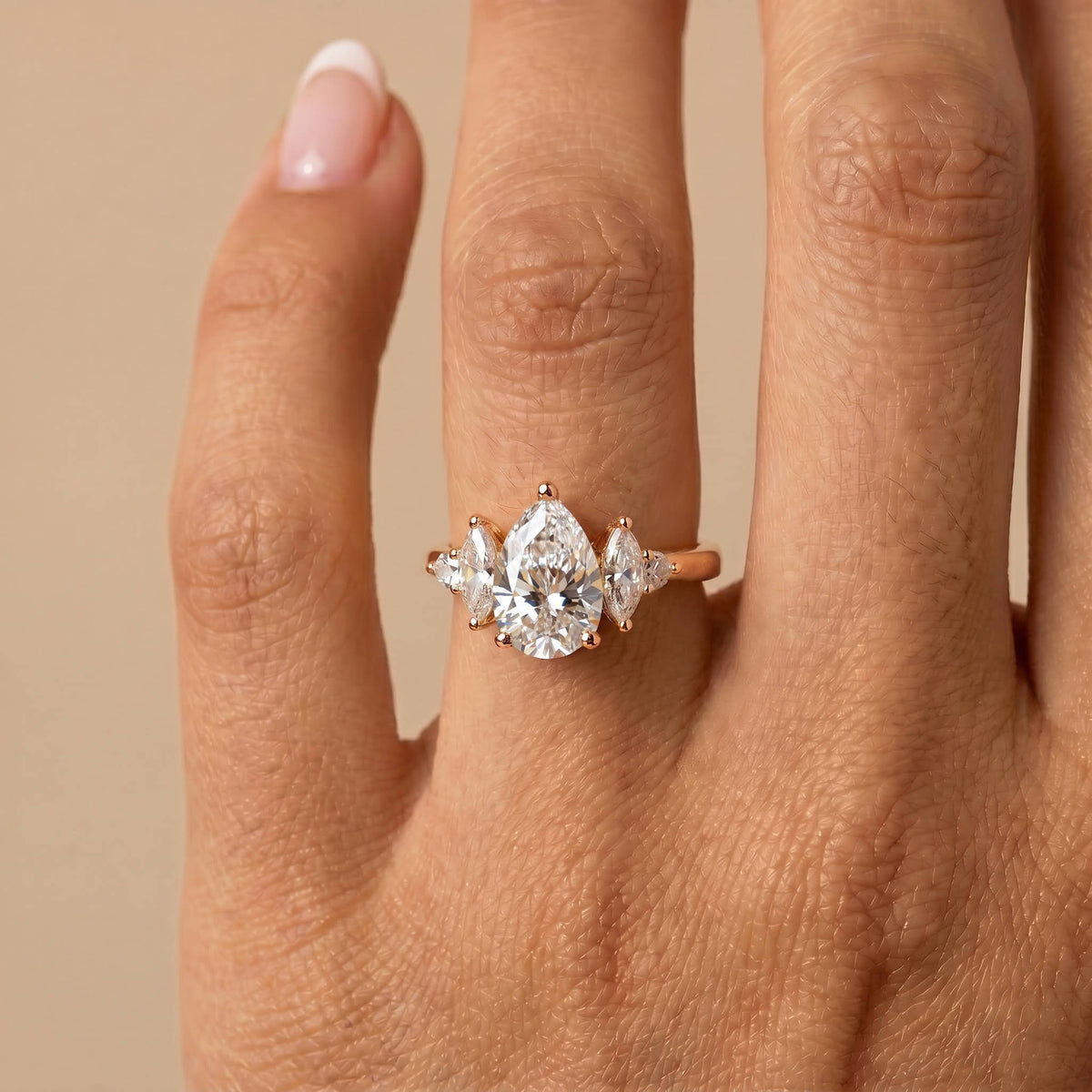 Harriet丨Pear Lab Diamond Marquise & Round Accent Engagement Ring - Rings