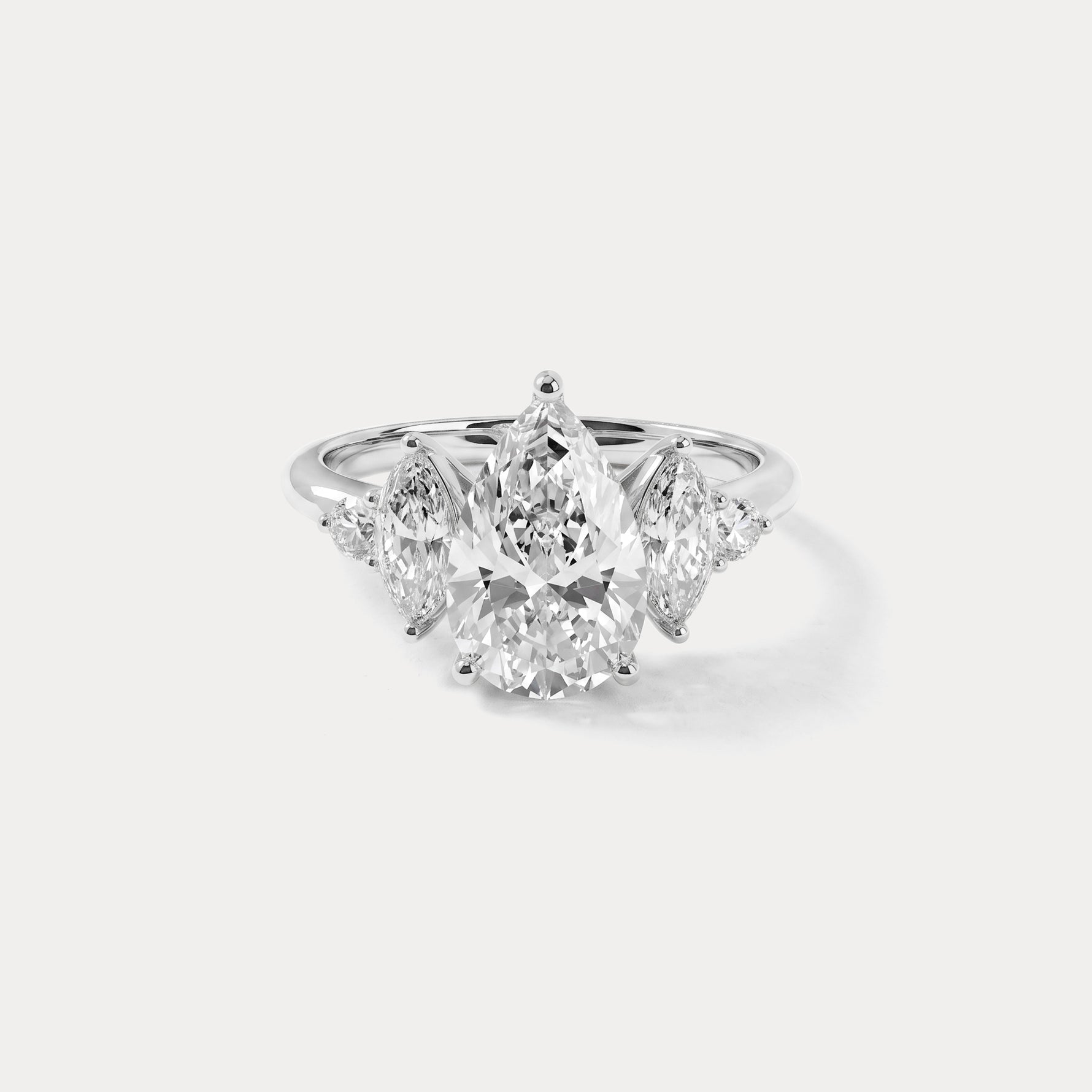 Harriet丨Pear Lab Diamond Marquise & Round Accent Engagement Ring - Rings