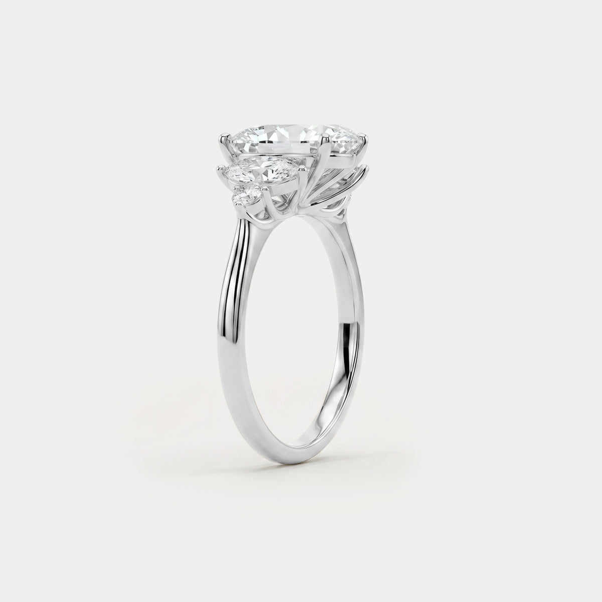 Harriet丨Pear Lab Diamond Marquise & Round Accent Engagement Ring - Rings