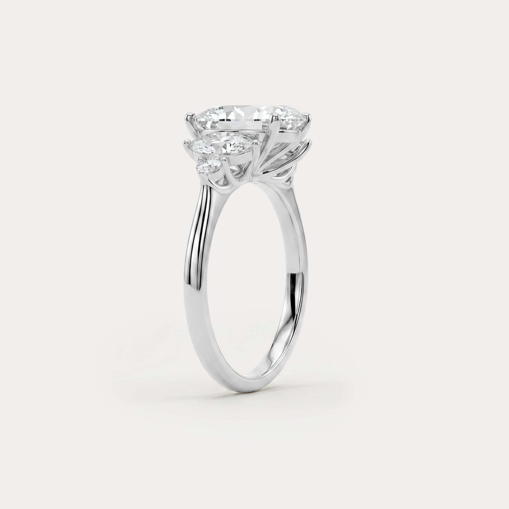 Harriet丨Pear Lab Diamond Marquise & Round Accent Engagement Ring - Rings