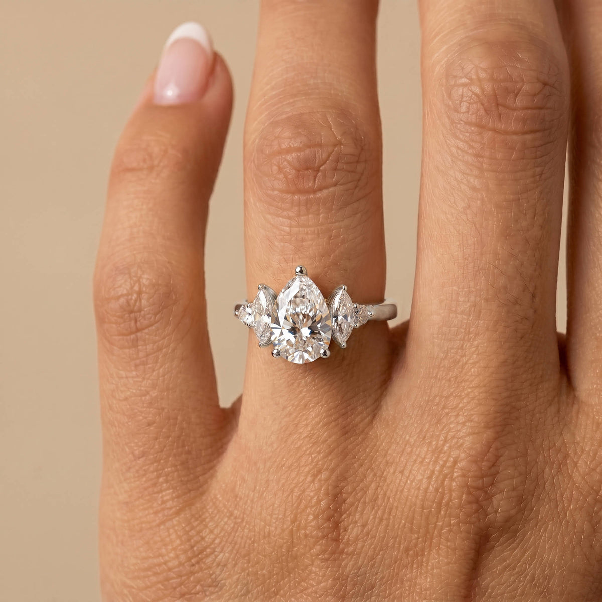 Harriet丨Pear Lab Diamond Marquise & Round Accent Engagement Ring - Rings