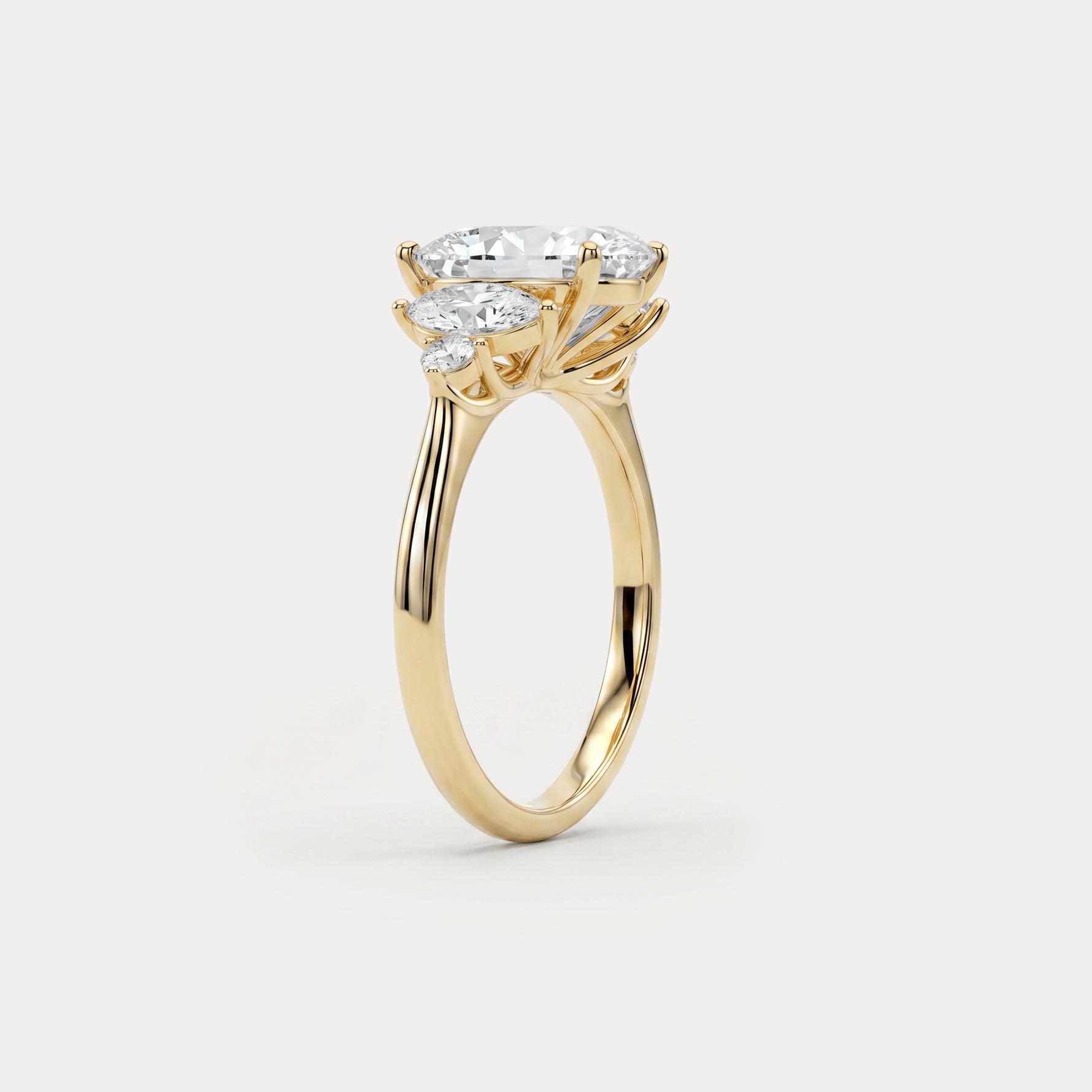 Harriet丨Pear Lab Diamond Marquise & Round Accent Engagement Ring - Rings