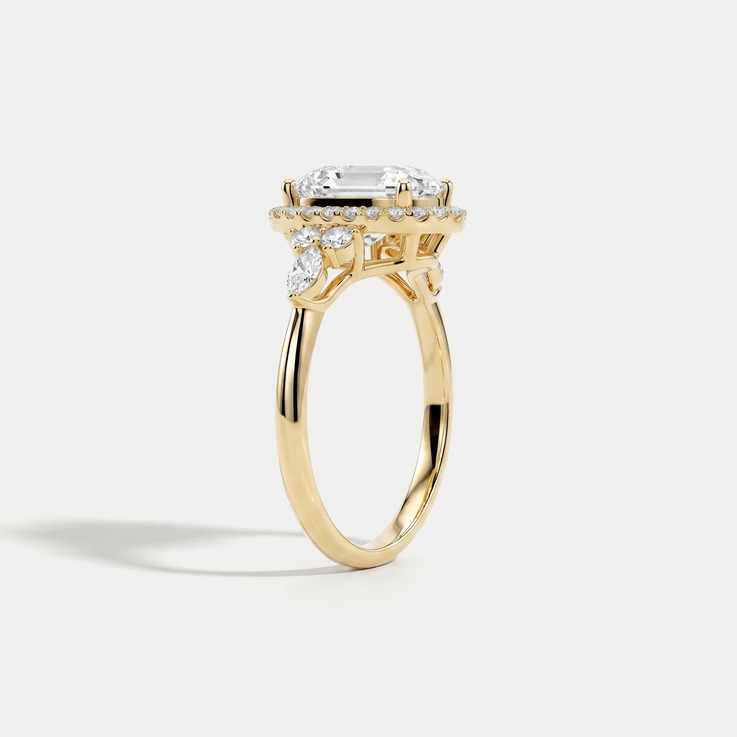 Scarlett丨Oval Lab-Grown Diamond Halo Ring with Marquise & Round Diamond Accents - Rings