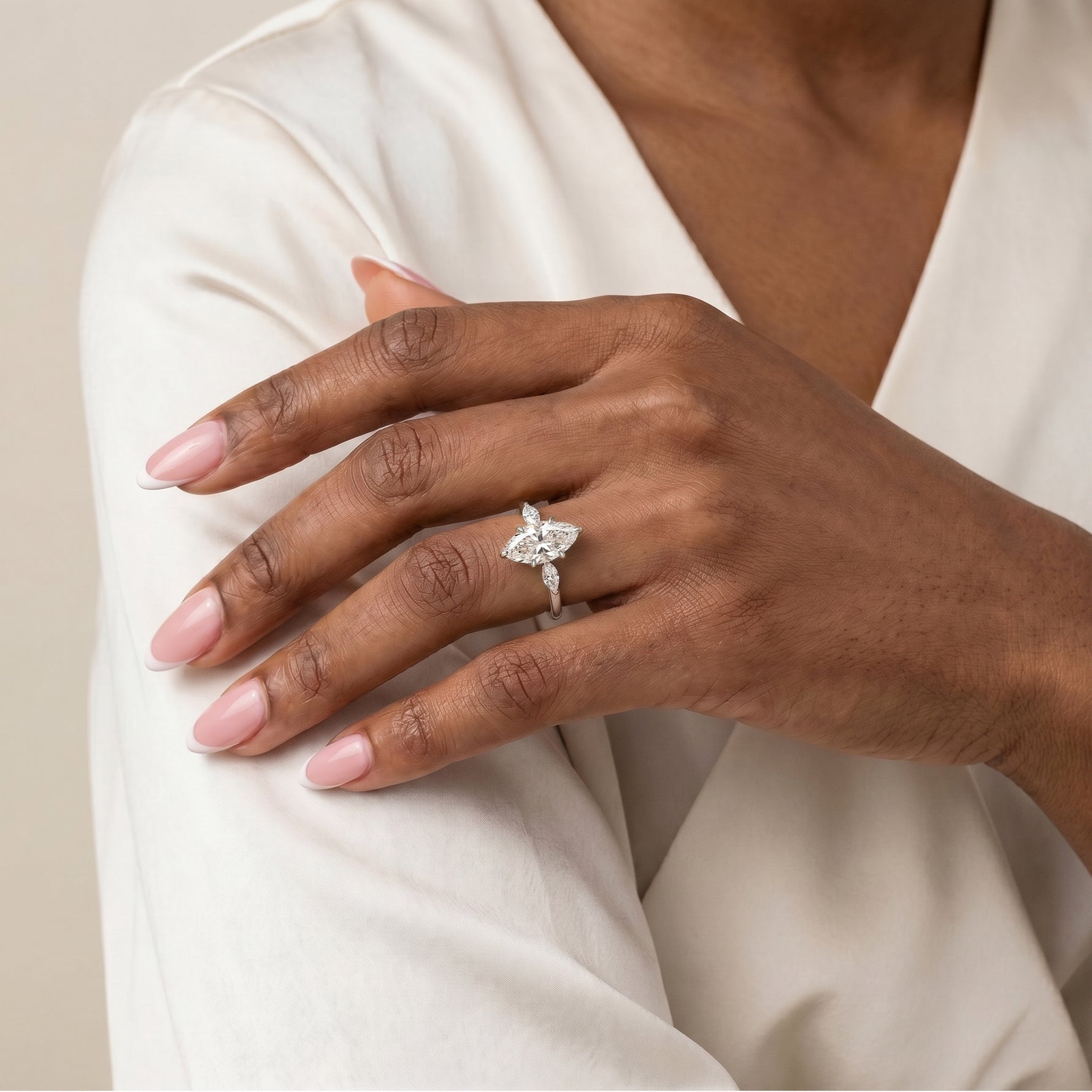 Charlotte丨Marquise Lab-Grown Diamond Three-Stone Engagement Ring - Rings