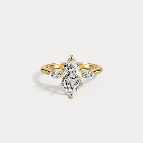 Charlotte丨Marquise Lab-Grown Diamond Three-Stone Engagement Ring