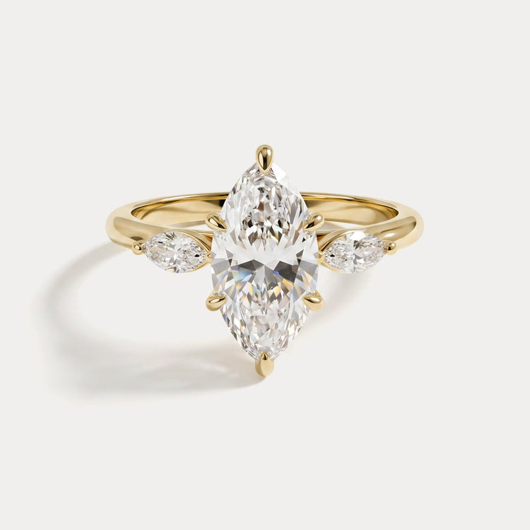 Charlotte丨Marquise Lab-Grown Diamond Three-Stone Engagement Ring - Rings