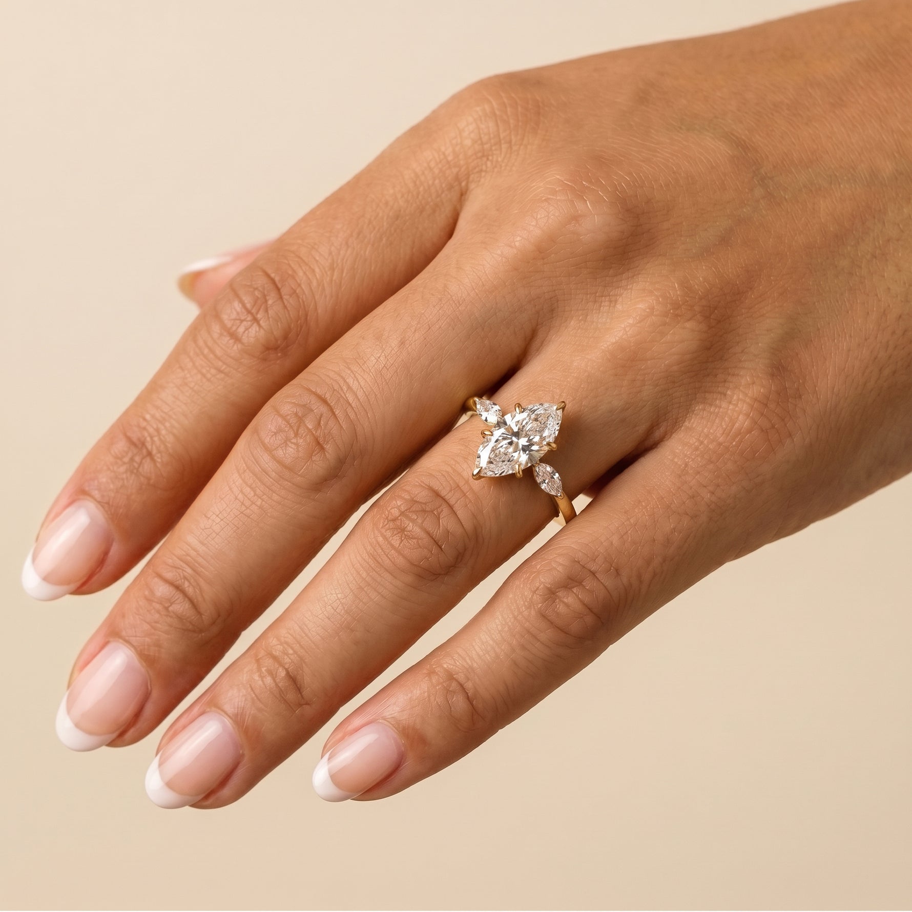 Charlotte丨Marquise Lab-Grown Diamond Three-Stone Engagement Ring - Rings