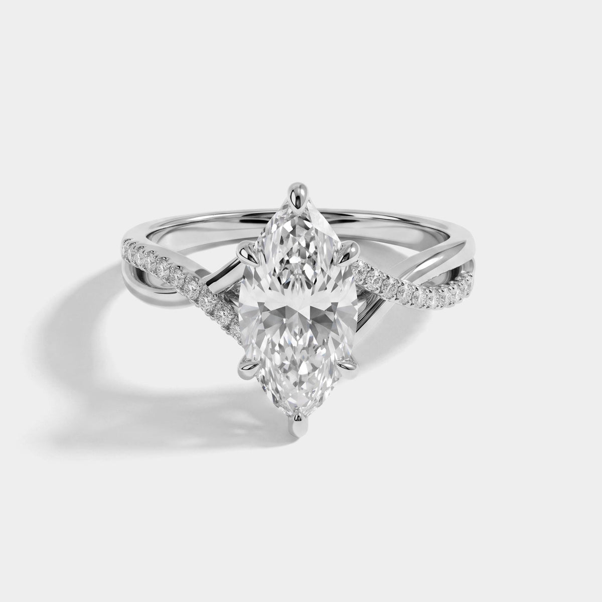 Marielle | Marquise Lab Diamond Twisted Split Shank Pavé Engagement Ring - Rings
