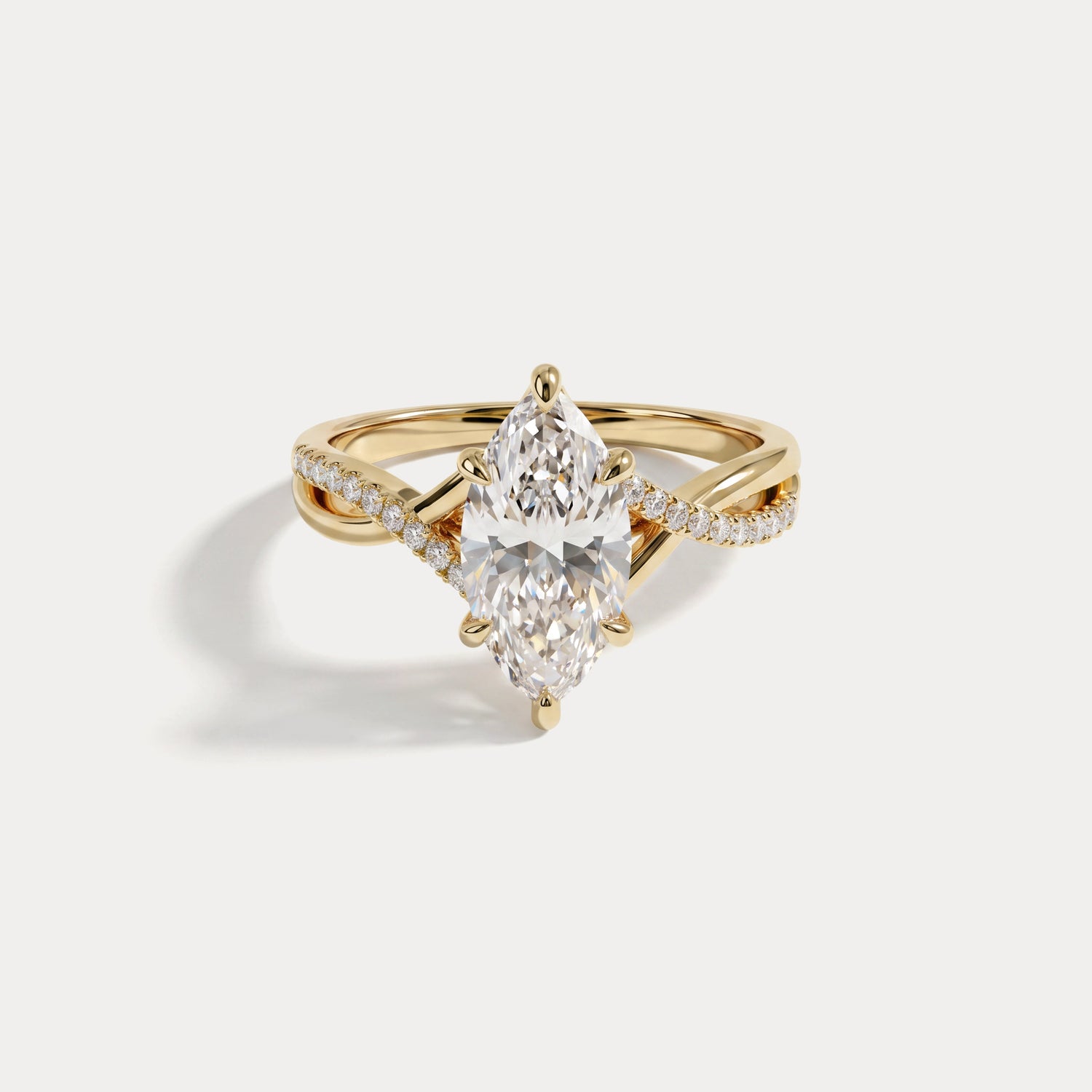 Marielle | Marquise Lab Diamond Twisted Split Shank Pavé Engagement Ring - Rings
