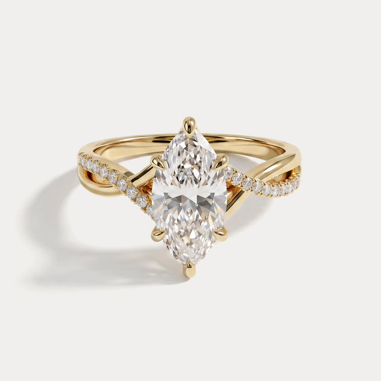 Marielle | Marquise Lab Diamond Twisted Split Shank Pavé Engagement Ring - Rings