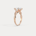 Aurora丨Marquise Lab-Grown Diamond Twisted Engagement Ring with Side Accents - Rings
