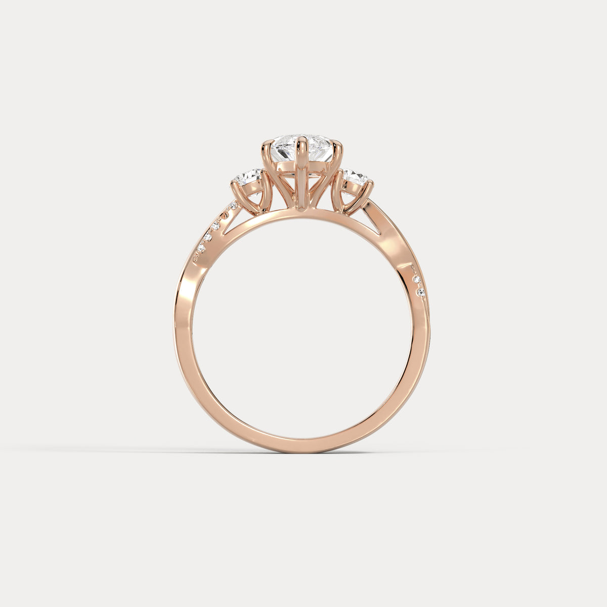 Aurora丨Marquise Lab-Grown Diamond Twisted Engagement Ring with Side Accents - Rings