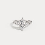Aurora丨Marquise Lab-Grown Diamond Twisted Engagement Ring with Side Accents - Rings