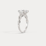 Aurora丨Marquise Lab-Grown Diamond Twisted Engagement Ring with Side Accents - Rings