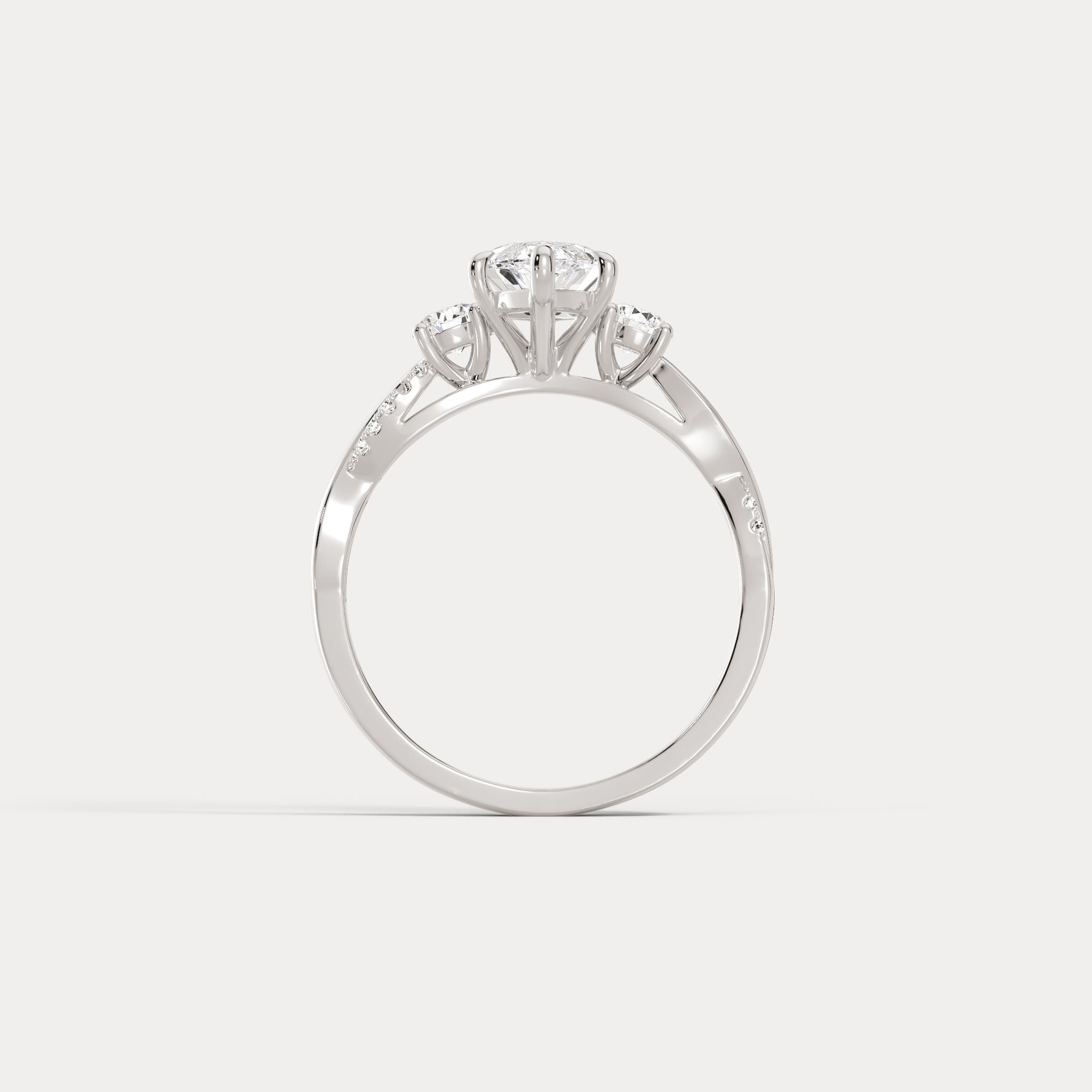 Aurora丨Marquise Lab-Grown Diamond Twisted Engagement Ring with Side Accents - Rings