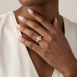 Aurora丨Marquise Lab-Grown Diamond Twisted Engagement Ring with Side Accents - Rings