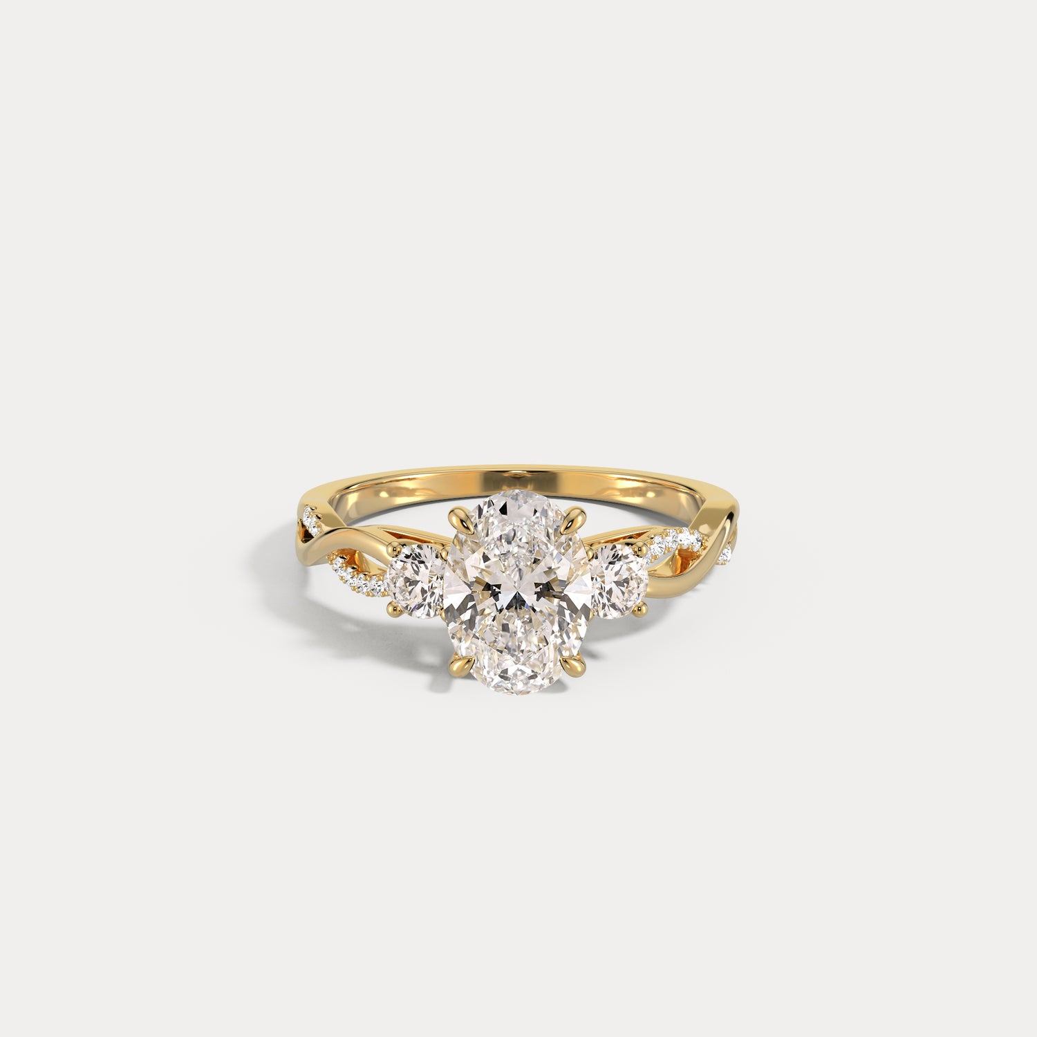 Eloise丨Oval Lab-Grown Diamond Twisted Engagement Ring with Side Accents