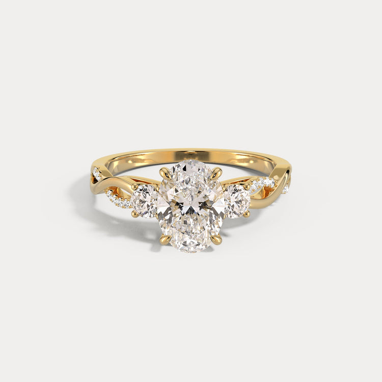Eloise丨Oval Lab-Grown Diamond Twisted Engagement Ring with Side Accents - Rings
