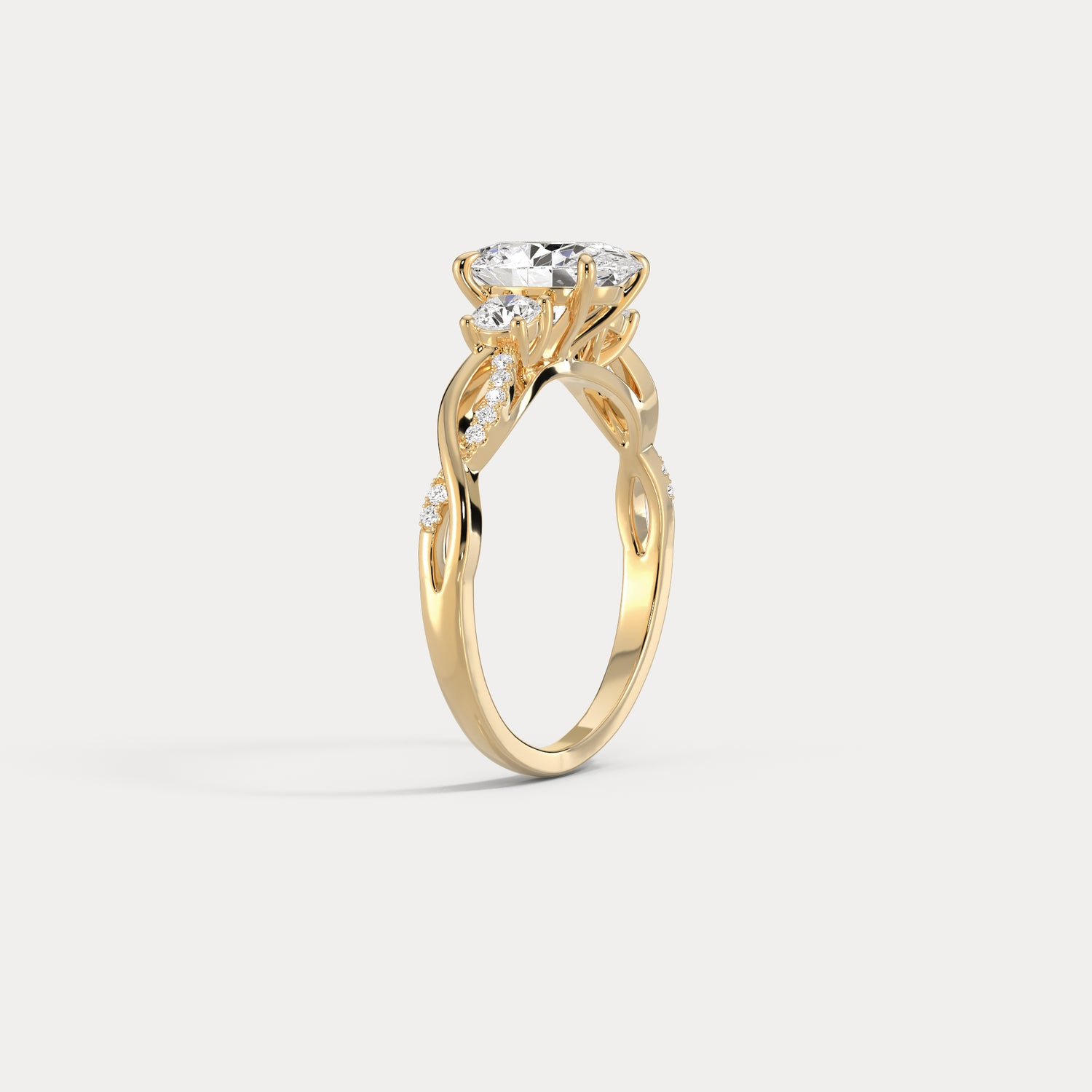 Eloise丨Oval Lab-Grown Diamond Twisted Engagement Ring with Side Accents - Rings