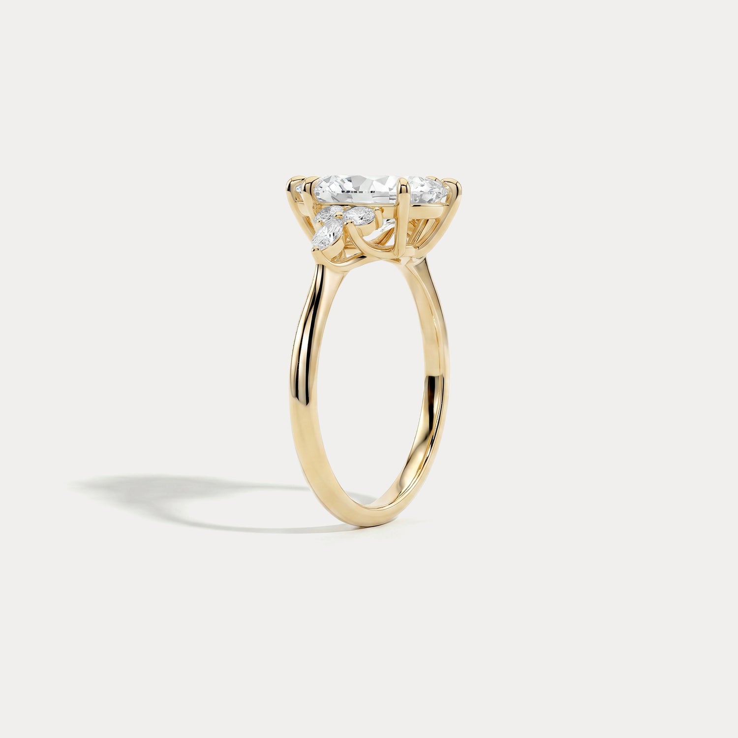 Aurelia丨Marquise Lab-Grown Diamond Engagement Ring with Pear & Round Accents - Rings