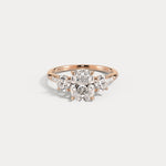 Sienna丨Elongated Cushion Lab Diamond Cathedral Three-Stone Engagement Ring - Rings