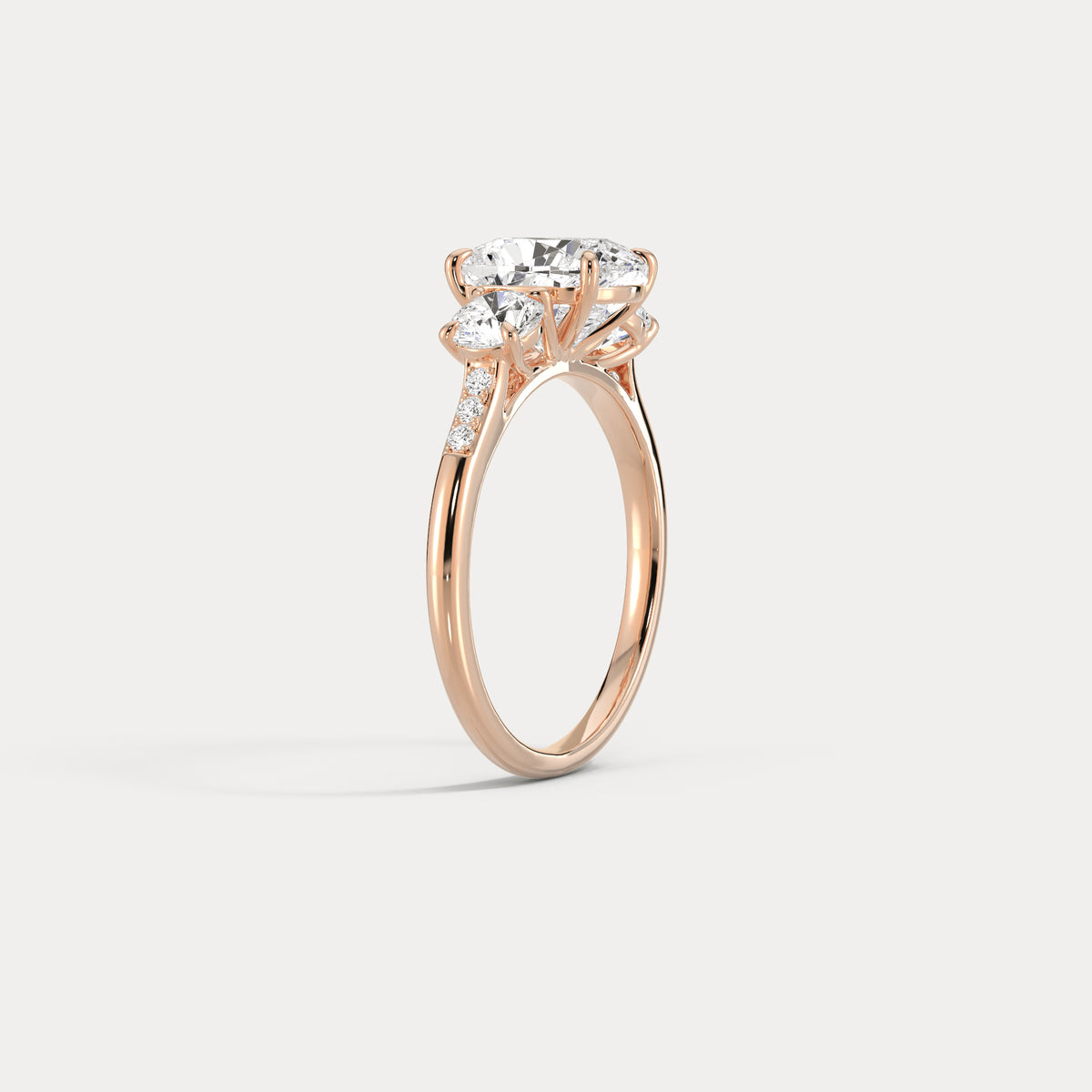 Sienna丨Elongated Cushion Lab Diamond Cathedral Three-Stone Engagement Ring - Rings